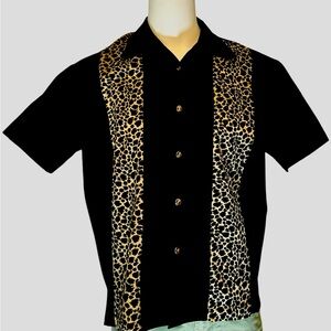 Leopard Print & Dice Buttons resort shirt
